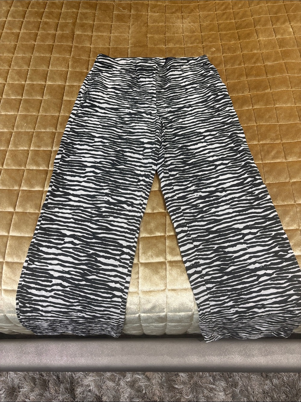 H&M Black and White Zebra-Print Jogger Pants